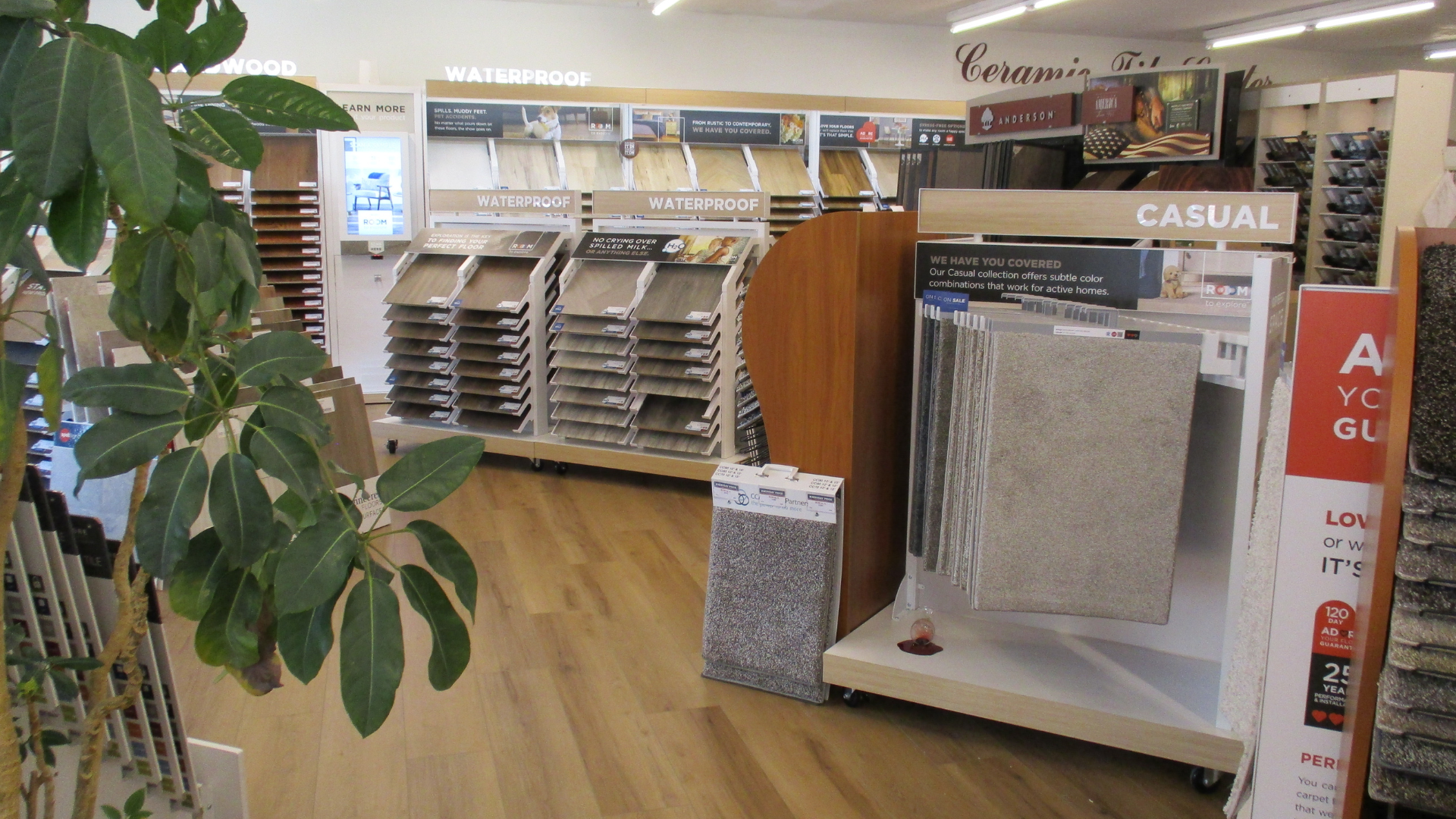 Flooring product displays at Hanover, PA flooring store
